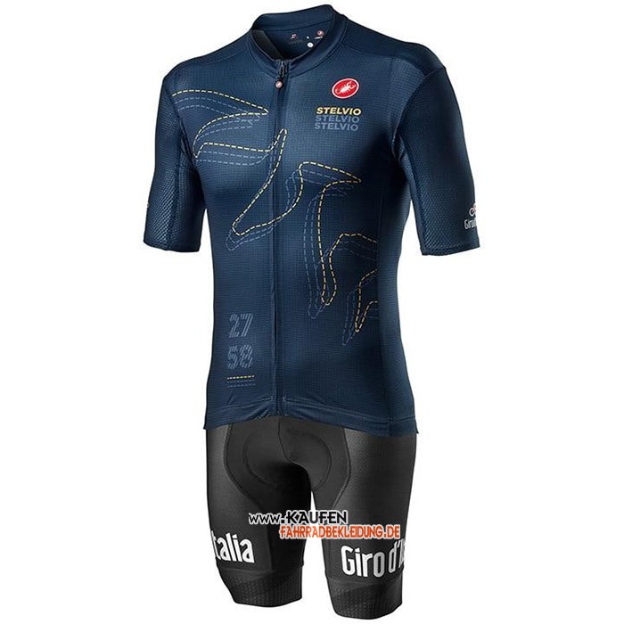 Giro d'Italia Kurzarmtrikot 2020 und Kurze Tragerhose Dunkel Blau